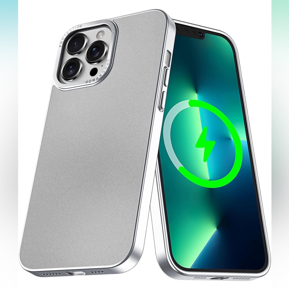 Defeneder Magnetic Designed for iPhone 15 Pro Max Case Sliver.